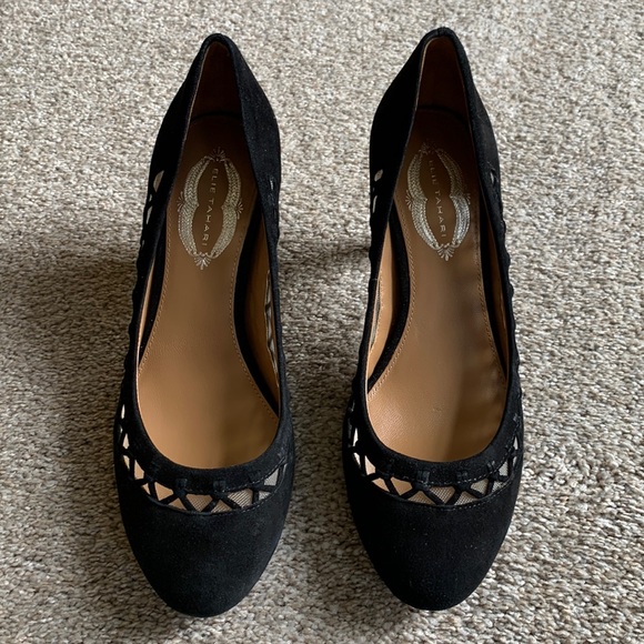 Elie Tahari Shoes.  Black. Size 9.   Velvet with a mesh detail - Picture 1 of 11